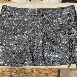 Sequin Mini Skirt - Black